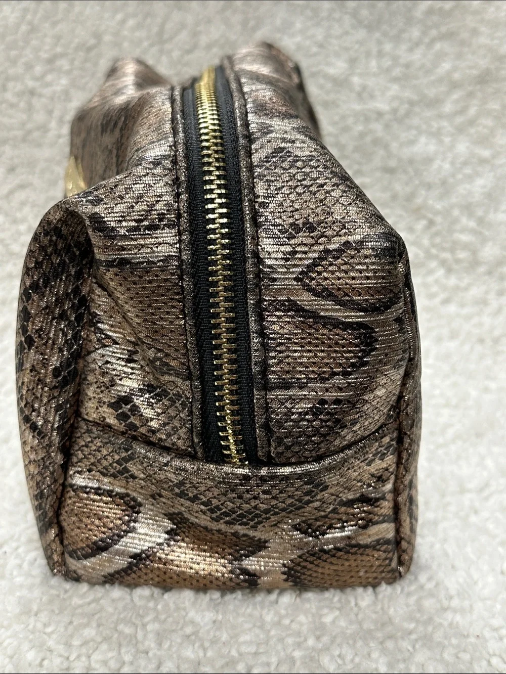 Vince Camuto Snakeskin Medium Size Makeup / Cosmetic Bag EUC!